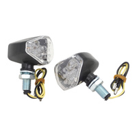 Attitude Inc LED Clear Turn Signal Lights Black Plastic For Harley Custom Set
