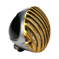 Attitude Inc 5" Aluminium Brass Headlight Silver Black Vintage Chopper Bobber