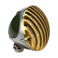 Attitude Inc 5.0" Aluminium Brass/Green Headlight Vintage Chopper Bobber