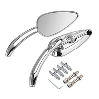 Attitude Rear View Mirror Set Universal Custom Chrome Skull Type for Harley Set