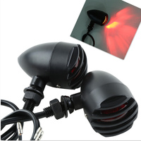 Attitude Inc Retro Turn Signal Indicator Lights Black Red Lense Set Harley