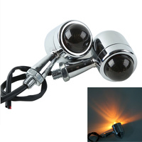 Attitude Inc Dome Universal Chrome Turn Signal Indicator Lights Black Lens Set