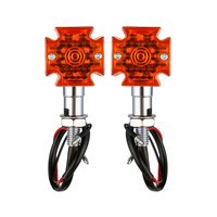 Attitude Inc Maltese Cross LED Bullet Turn Signal Lights Chrome Set Harley