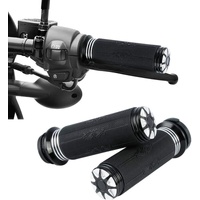 Attitude Inc Black CNC Rubber Gel 1in Hand Grips Pair for Harley Touring Dyna