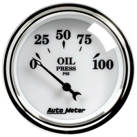 Auto Meter Old Tyme White II Oil Pressure Gauge 2-1/16" Electric 0-100psi AU1227