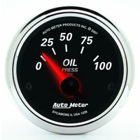 Auto Meter Designer Black II Oil Pressure Gauge 2-1/16" 0-100 psi AU1228