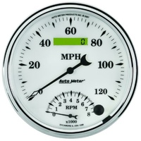 Auto Meter Old Tyme White II Tach Speedo Combo 5" 0-120 mph 0-8,000 rpm AU1290