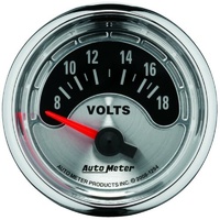 Auto Meter American Muscle Voltmeter Gauge 2-1/16" 8-18 volts Electric AU1294