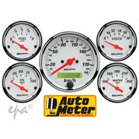 Auto Meter Arctic White 5 Gauge Kit 3-1/8" Metric Speedo 2-1/16" AU1302-M