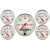 Auto Meter Arctic White Series 5-Gauge Kit Electric Speedometer Etc AU1302