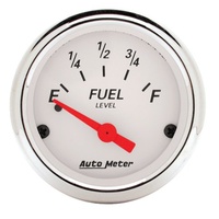 Auto Meter Arctic White Series Fuel Level Gauge 2-1/16" GM 0 ohm 30 ohm AU1318