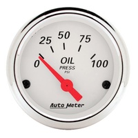 Auto Meter Arctic White Series Oil Pressure Gauge 2-1/16" 0-100 psi AU1327