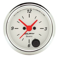 Auto Meter Arctic White Series Clock 2-1/16" Quartz Movement w/Seconds AU1385