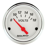 Auto Meter Arctic White Series Voltmeter 2-1/16" Short Sweep 8-18 volts AU1391