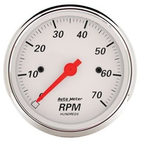 Auto Meter Arctic White Tachometer 3-1/8" In-Dash Electric 0-7,000 rpm AU1398