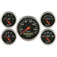 Auto Meter Designer Black Series 5 Gauge Kit 3-1/8" Metric Speedo 2-1/16"