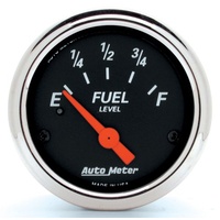 Auto Meter Designer Black Series Fuel Level Gauge Chrome Bezel 2-1/16" AU1424
