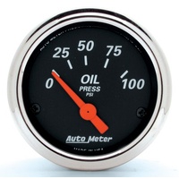 Auto Meter Designer Black Series Oil Pressure Gauge  2-1/16" Electric 0-100 psi