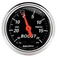 Auto Meter Designer Black Series Boost/Vacuum Gauge 2-1/16" 20 psi AU1471