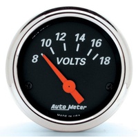 Auto Meter Designer Black Series Voltmeter 2-1/16" Electric 8-18 volts AU1483