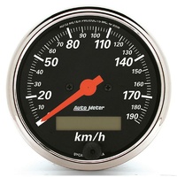 Auto Meter Desighner Black Speedo3-1/8" In-Dash Programmable 190 kph AU1487-M