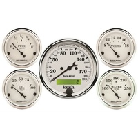 Auto Meter Old Tyme White 5 Gauge Kit 3-1/8" Metric Speedo 2-1/16" AU1602-M