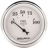 Auto Meter Old Tyme White Series Oil Pressure Gauge 2-1/16" Electric 0-100 psi