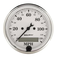 Auto Meter Old Tyme White Speedometer 3-1/8" In-Dash Programmable 0-120 mph