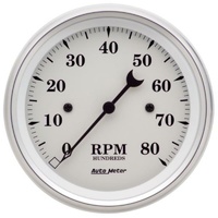 Auto Meter Old Tyme White Tachometer 3-3/8" In-Dash Electric 0-8,000 rpm AU1690