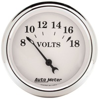 Auto Meter Old Tyme White Series Voltmeter 2-1/16" Short Sweep 8-18 volts AU1692