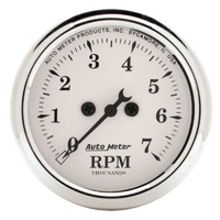 Auto Meter Old Tyme White Tachometer 2-1/16" In-Dash Electric 0-7,000 rpm AU1694
