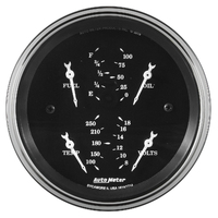 Auto Meter Old Tyme Black Series 3-3/8" Quad Gauge Fuel Level Oil Pressure Water Temp and Volts AU1713