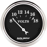 Auto Meter Old Tyme Black Series Voltmeter 2-1/16" Short Sweep 8-18 volts AU1791