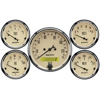 Auto Meter Antique Beige 5 Gauge Kit 3-1/8" Metric Speedo 2-1/16" AU1809-M