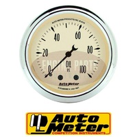 Auto Meter Antique Beige Series Oil Pressure Gauge 2-1/16" Mechanical 0-100 psi
