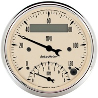Auto Meter Antique Beige Tach Speedo Combo 3-3/8" Programmable 0-120 mph