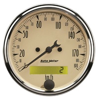 Auto Meter Antique Beige Speedometer 3-1/8" In-Dash Programmable 0-190 kph
