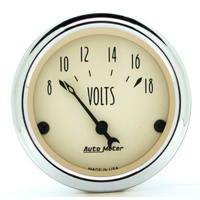 Auto Meter Antique Beige Series Voltmeter 2-1/16" Short Sweep 8-18 volts AU1891