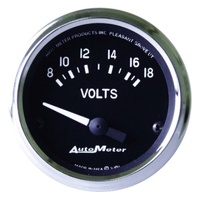 Auto Meter Cobra Series Voltmeter Gauge 2-1/16" Short Sweep Electric 8-18 volts