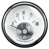 Auto Meter Prestige Series Pearl Oil Pressure Gauge 2-1/16" Electric 0-100 psi