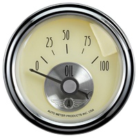 Auto Meter Antique Ivory Oil Pressure Gauge 2-1/16" 0-100psi Electric AU2027