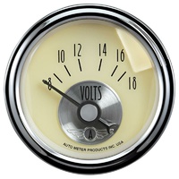 Auto Meter Antique Ivory Voltmeter 2-1/16" 8-18 Volts Short Sweep AU2092
