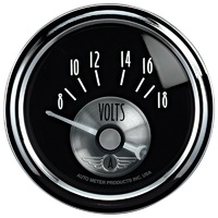 Auto Meter Black Diamond Voltmeter Gauge 2-1/16" Short Sweep 8-18 volts AU2093