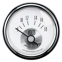 Auto Meter Prestige Series Pearl Voltmeter Gauge 2-1/16" 0-18 Volts AU2094