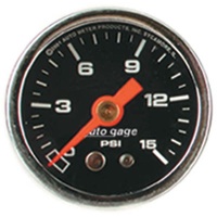 Auto Meter Auto gage Series Fuel Pressure Gauge 1-1/2" Black 0-15 psi AU2172