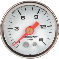 Auto Meter Auto gage Series Fuel Pressure Gauge 1-1/2" White 0-15 psi AU2175