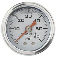 Auto Meter Auto gage Series Fuel Pressure Gauge 1-1/2" White 0-60 psi AU2176