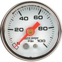Auto Meter Auto gage Series Fuel Pressure Gauge 1-1/2" White 0-100 psi AU2177