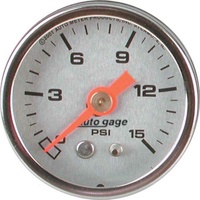Auto Meter Auto gage Series Fuel Pressure Gauge 1-1/2" Silver 0-15 psi AU2178
