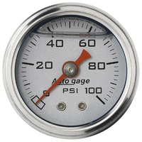 Auto Meter Auto gage Series Fuel Pressure Gauge 1-1/2" Silver 0-100 psi AU2180